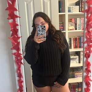 Universal Thread Black Crochet Sweater